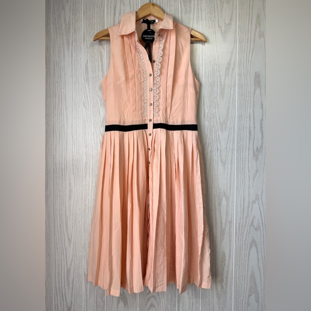 Louise Collection Layal Pleated Shirt Dress Peach Size 2